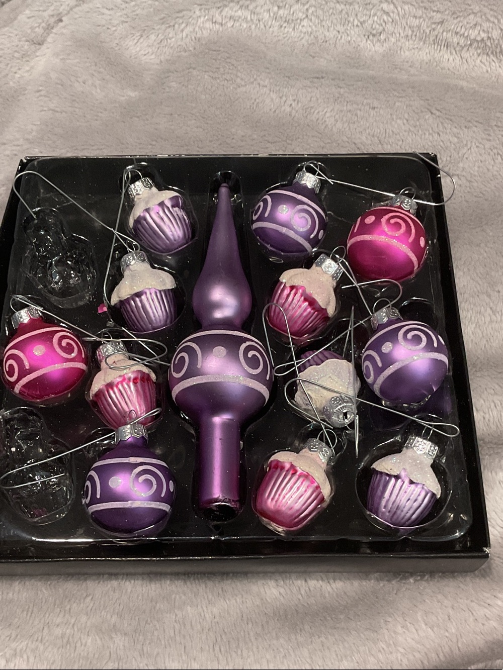 Holiday Time Purple and Pink Glass Ornament Set